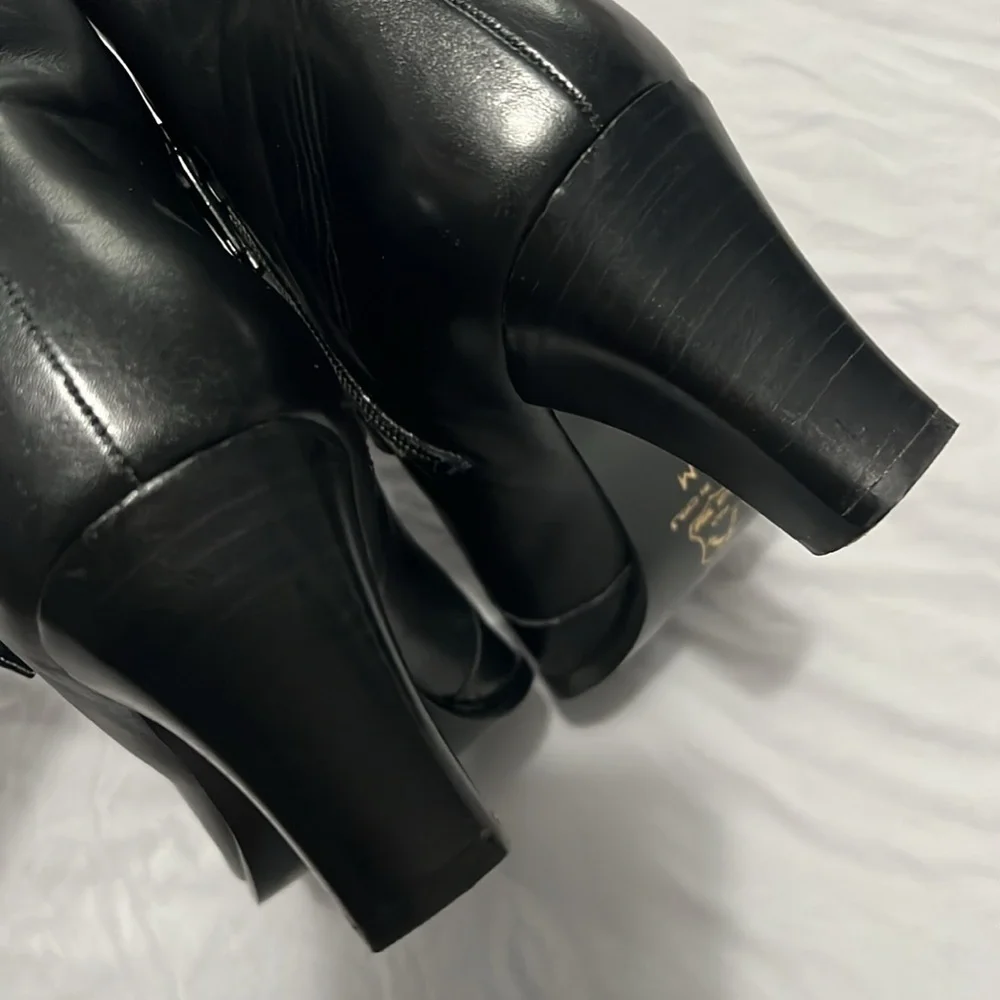 Mainframe Made in Italy Black Leather Ankle Booties with Buckle